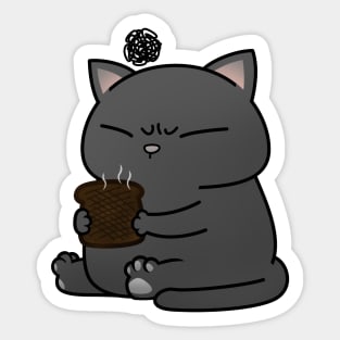 Black Chubby Cat Burnt Toast Sticker